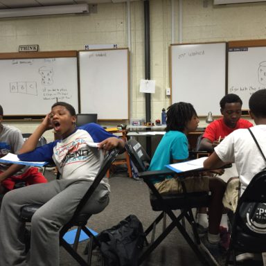 Students sitting in the class room