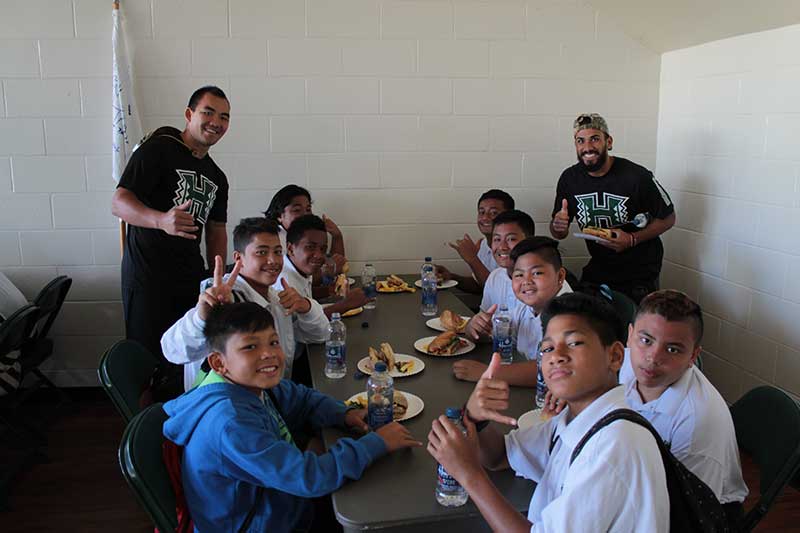 Group of students eating snacks