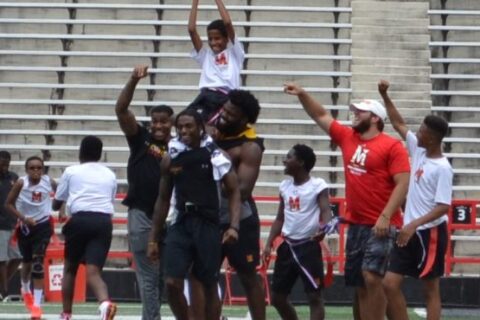 Team Celebrating their enjoyment in the stadium