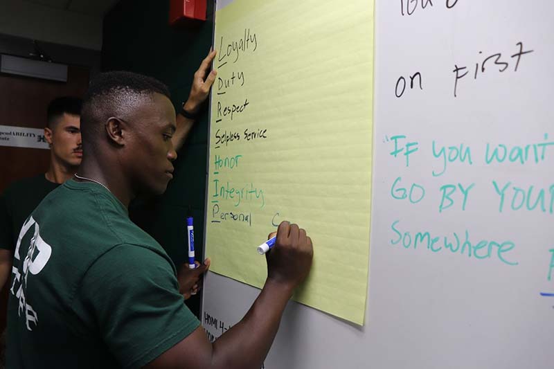 Man writing on a board