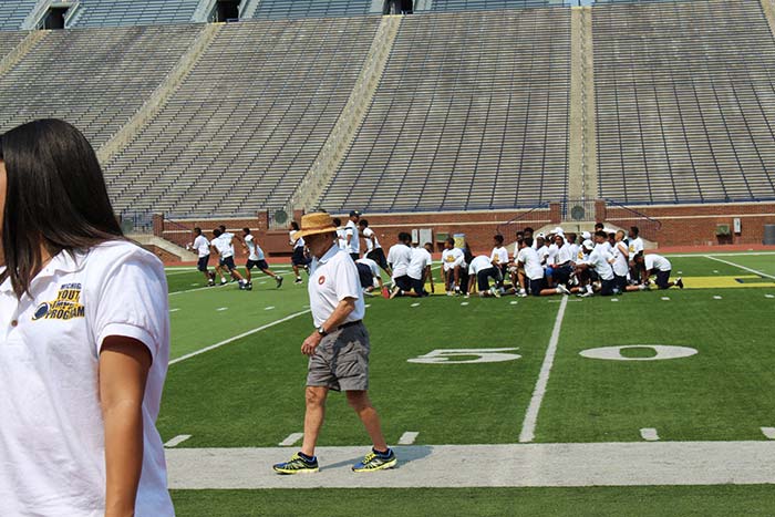 Players doing practice on the stadium