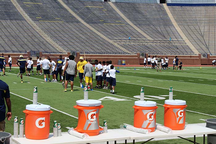 Players doing sports practice on the play ground