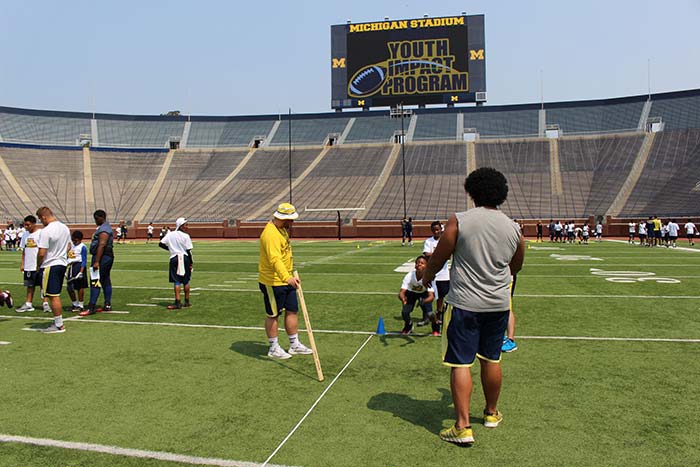 Boys doing sports practice on the stadium ground