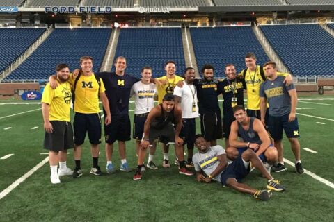 Team group photo in the stadium