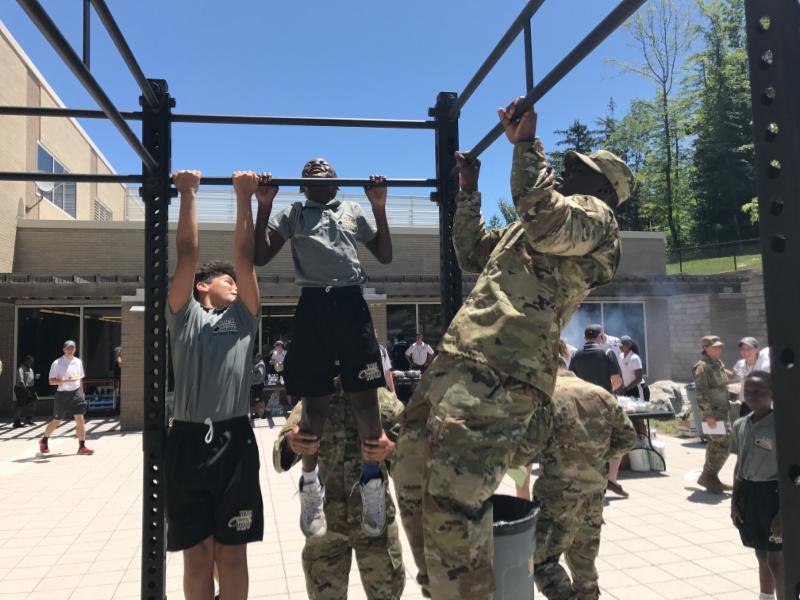 Soldier army training the students