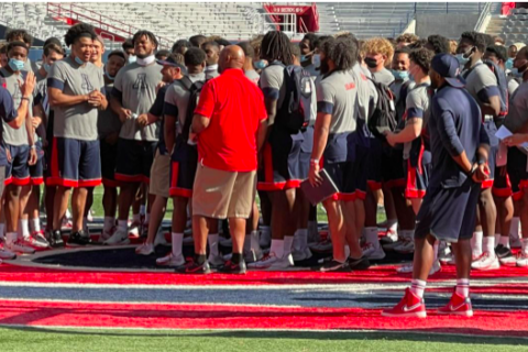 Football Team Members in the stadium