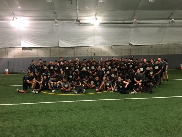 Team group photo in the stadium