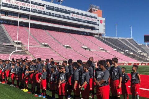 Football players on the stadium