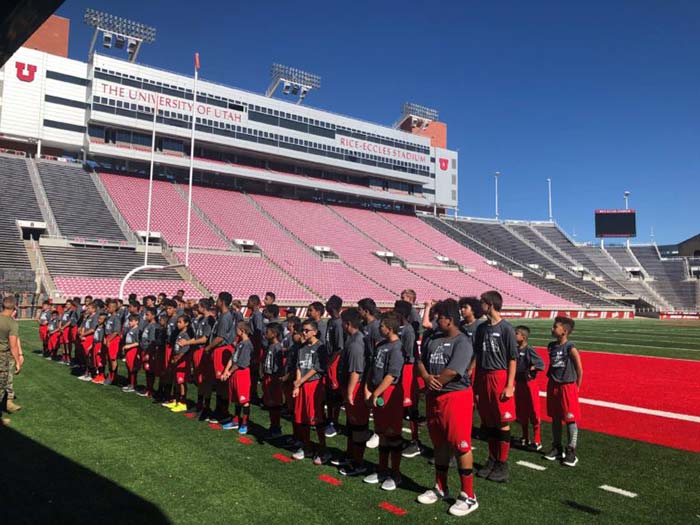 Football players on the stadium