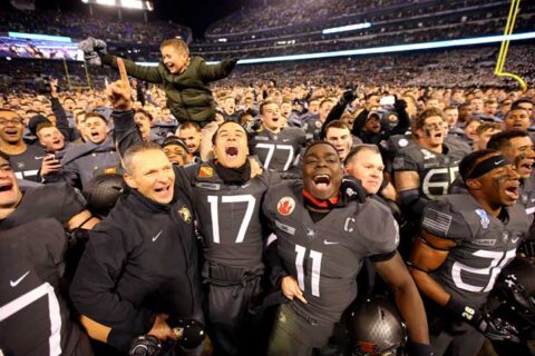 Team group photo in the stadium