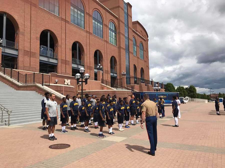 Boys standing in a row