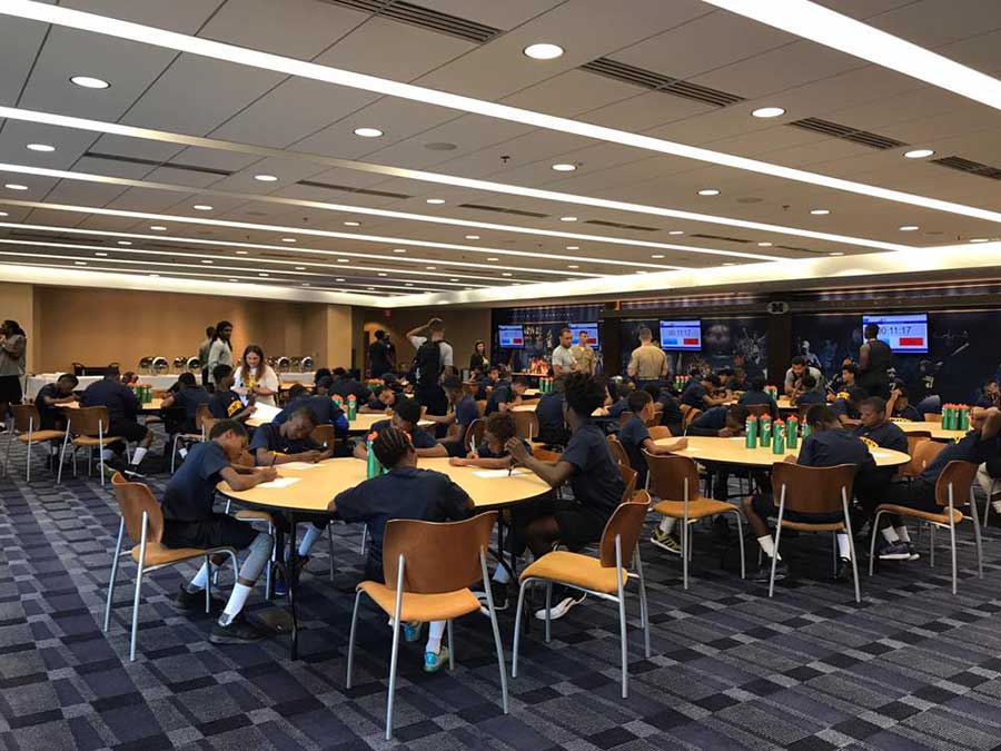 Students studying in the hall