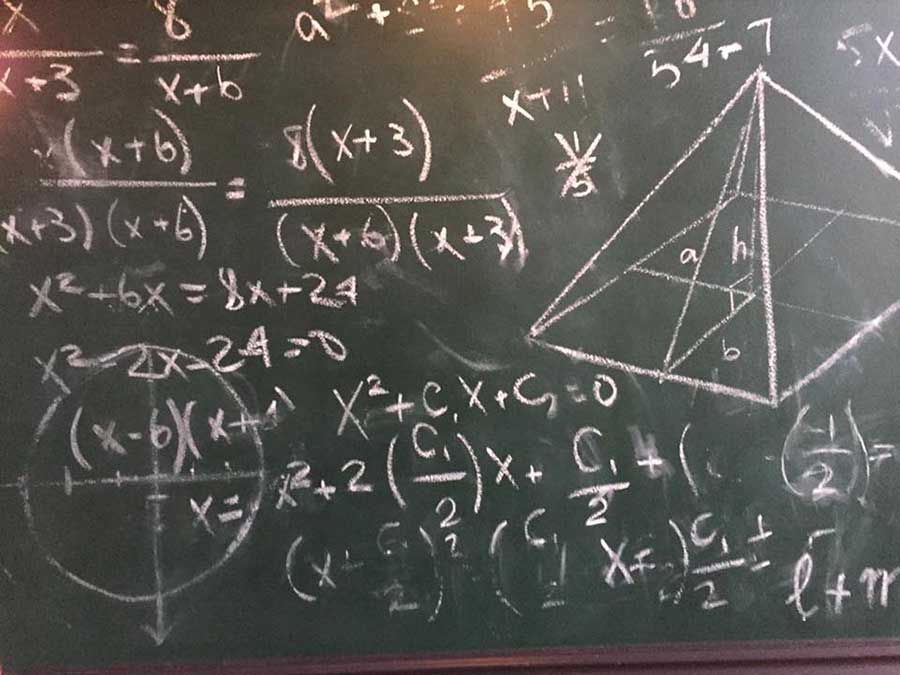 Maths topics written on the blackboard