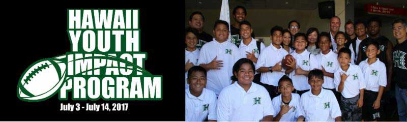 Hawaii Youth Impact program logo and group of boys