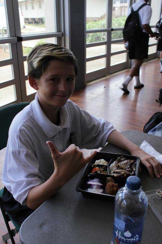 Boy eating snacks