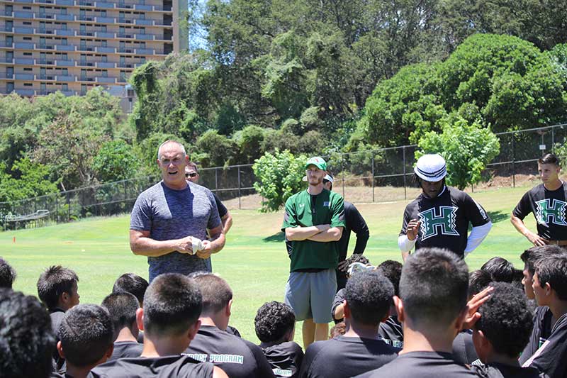 Instructor talking to players