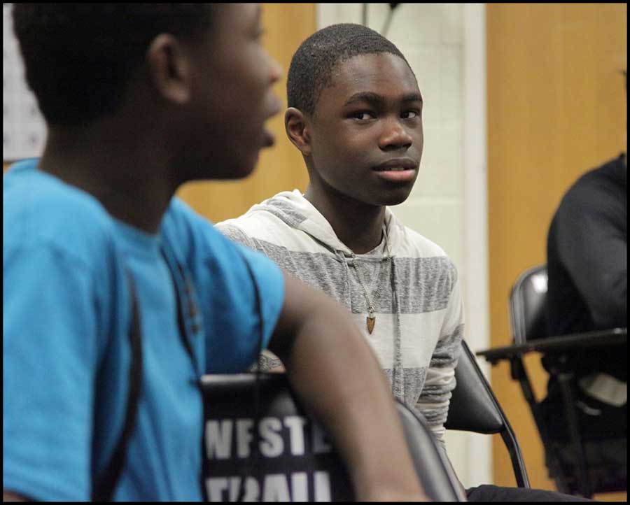 Boy attending the lecture