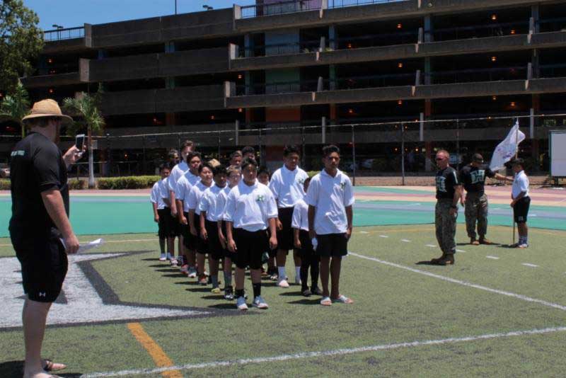 Boys standing in a row