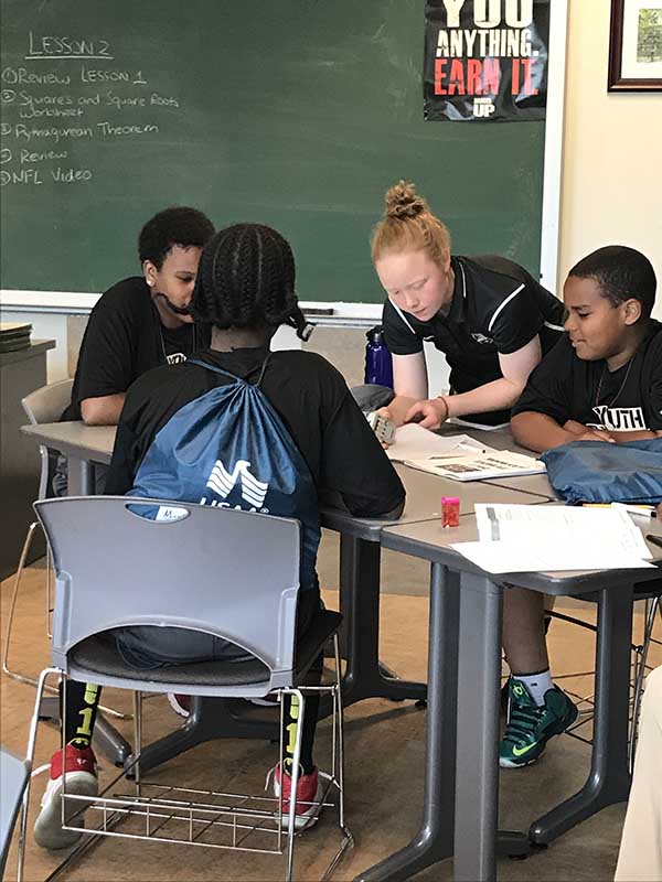 Students discussing on the study table