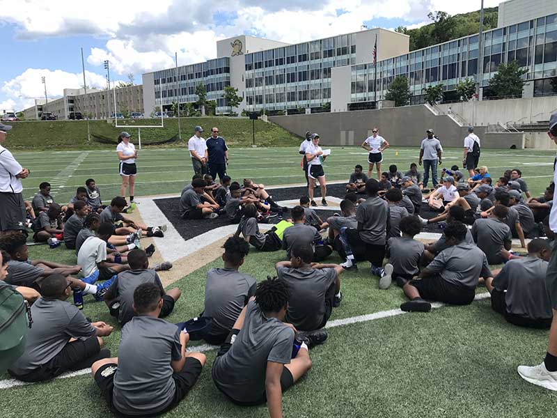 Students sitting in the ground