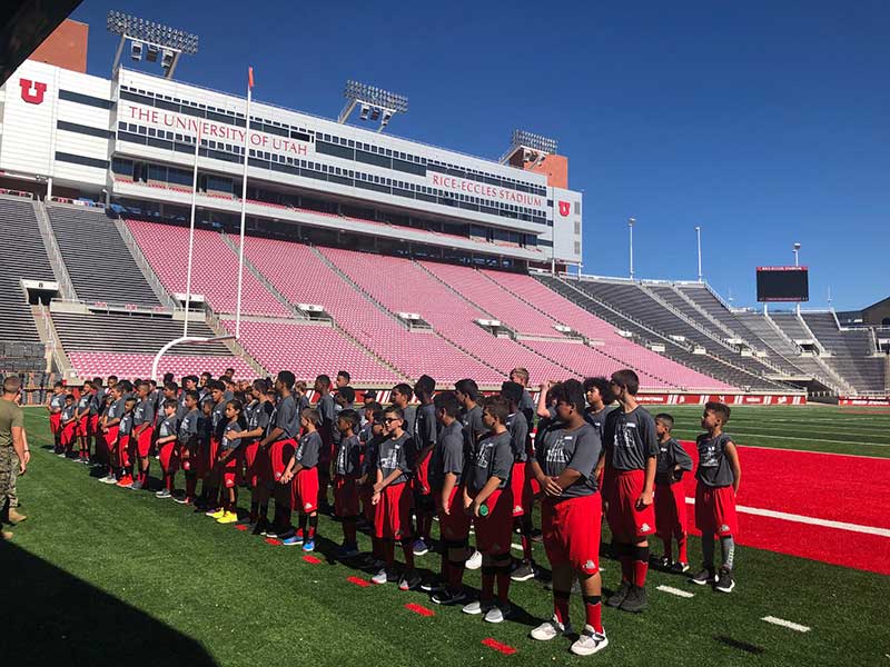 Team group photo in the stadium