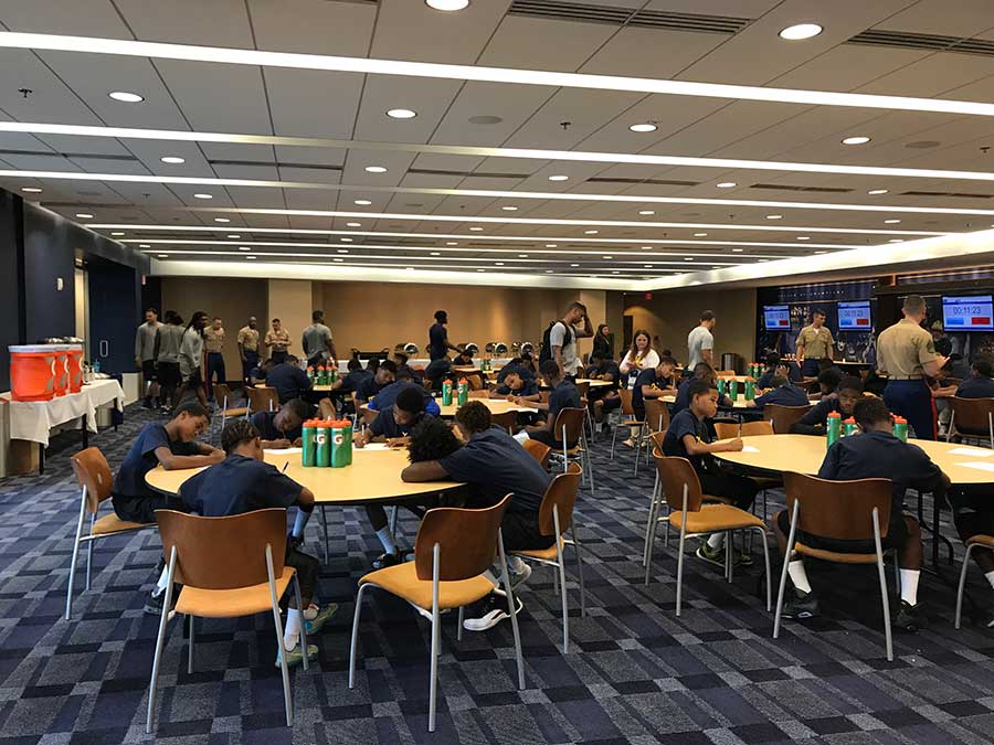 Students studying in the hall