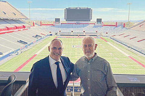 Riki Ellison and Dennis Gray in the Arizona Wildcat Stadium